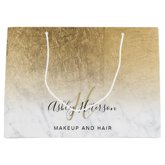 Makeup monogram marmer gold foil script groot cadeauzakje (Voorkant)