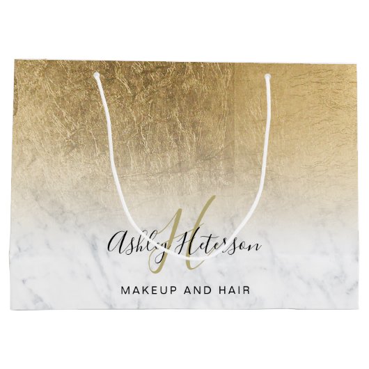 Makeup monogram marmer gold foil script groot cadeauzakje (Achterkant)