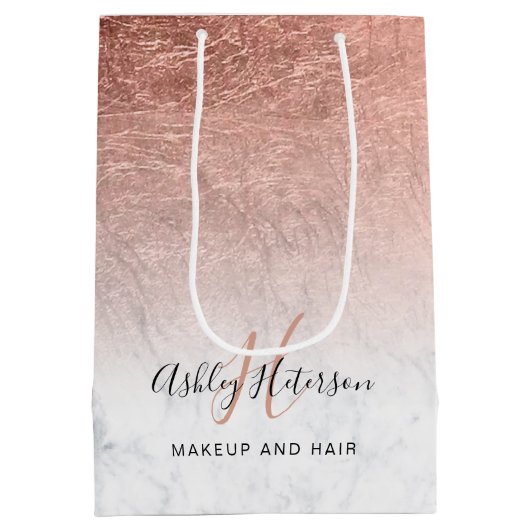 Makeup monogram marmer roos gold foil script medium cadeauzakje (Achterkant)