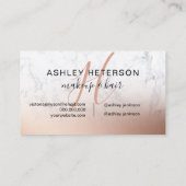 Makeup monogram marmer roos gold foil script visitekaartje (Achterkant)