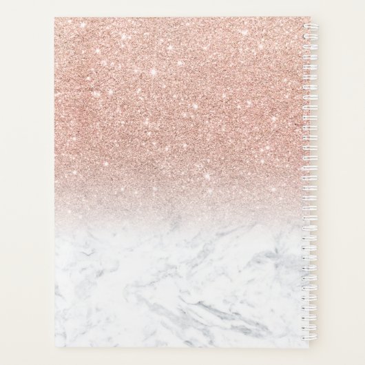 Makeup monogram marmer roos goud glitter script planner (Achterkant)