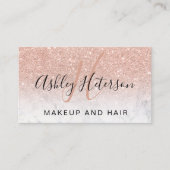Makeup monogram marmer roos goud glitter script visitekaartje (Voorkant)