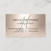 Makeup monogram script chic gold glitter metallic visitekaartje (Achterkant)