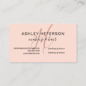 Makeup monogram script marmer roos goud glitter visitekaartje (Achterkant)