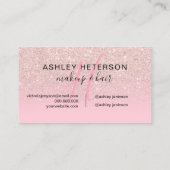 Makeup monogram script roos goud glitter roze visitekaartje (Achterkant)