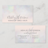 Makeup monogram typografie blauw roze pareel nacre visitekaartje (Voorkant / Achterkant)