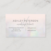 Makeup monogram typografie blauw roze pareel nacre visitekaartje (Achterkant)