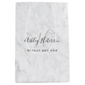 Makeup monogram wit marmer script typografie medium cadeauzakje (Voorkant)