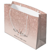 Makeup monogram zwart roos goud glitter script groot cadeauzakje (Achterkant Gekanteld)