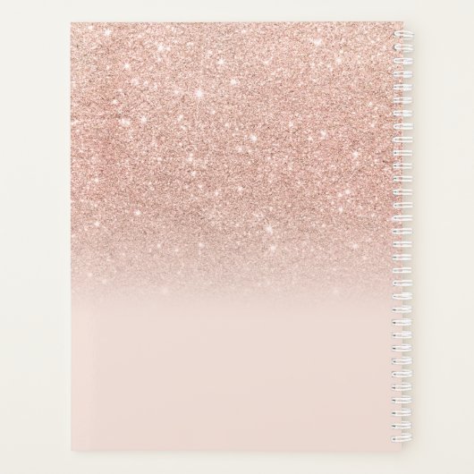 Makeup monogram zwart roos goud glitter script planner (Achterkant)