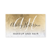 Makeup monogramed gold foil marble script