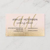 Makeup monogramed gold foil roze script visitekaartje (Achterkant)