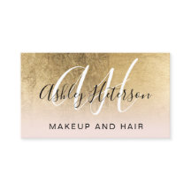 Makeup monogramed gold foil roze script