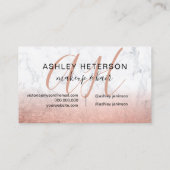 Makeup monogramed roos gold foil marble script visitekaartje (Achterkant)