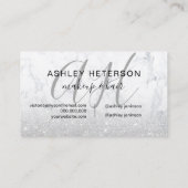Makeup monogramme marble Silver Glitter script Visitekaartje (Achterkant)