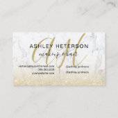 Makeup monogramme marmer chic gold glitter script visitekaartje (Achterkant)