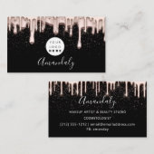 Makeup Nails Hair Wax Studio-Logo — zwart Roos Visitekaartje (Voorkant / Achterkant)