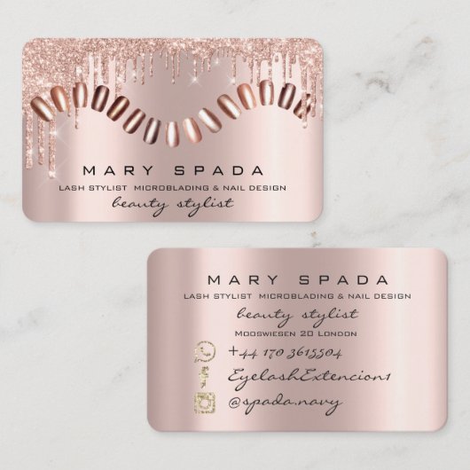 Makeup Nails Manicure Roos Vonk Mode Lux Visitekaartje (Voorkant / Achterkant)