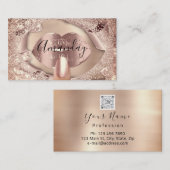 Makeup Nails Roos Gold Kiss Lips Glitter QRCode Visitekaartje (Voorkant / Achterkant)