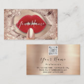 Makeup Nails Roos Kus Red Lips QR Code Logo Visitekaartje (Voorkant / Achterkant)