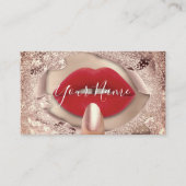 Makeup Nails Roos Kus Red Lips QR Code Logo Visitekaartje (Voorkant)