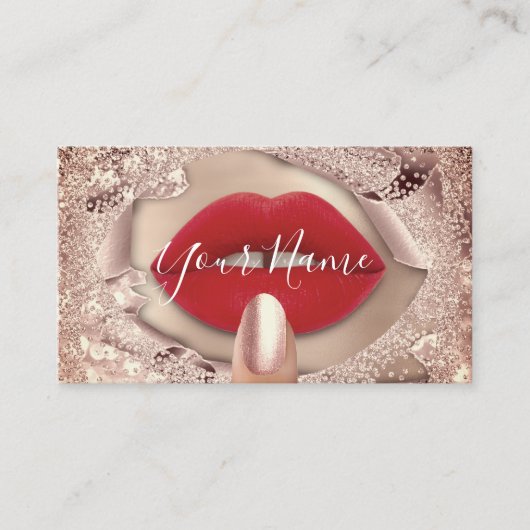 Makeup Nails Roos Kus Red Lips QR Code Logo Visitekaartje (Voorkant)