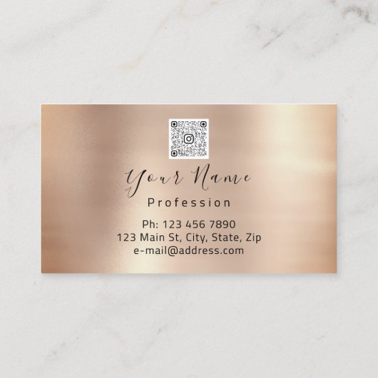 Makeup Nails Roos Roze Kus Lips Logo QR Code Visitekaartje (Achterkant)