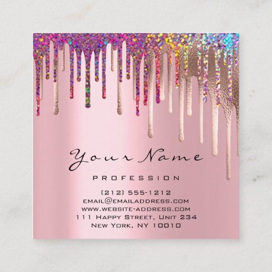 Makeup nails roze roze roodgraaf schrijft kus lips vierkante visitekaartje (Achterkant)