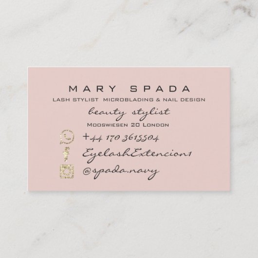 Makeup Nails Stylist Manicure Roos Gold Skinny Visitekaartje (Achterkant)