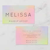 Makeup name holografische pastelgirografie visitekaartje (Voorkant / Achterkant)