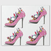 Makeup op hoog niveau Stilettos-Mode Cadeaupapier (Vlak)