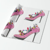 Makeup op hoog niveau Stilettos-Mode Cadeaupapier (Uitgerold)