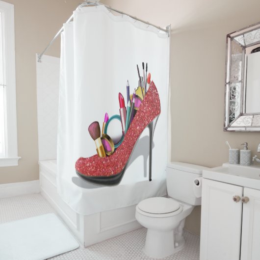 Makeup op hoog niveau Stilettos-Mode Douchegordijn (In situ)