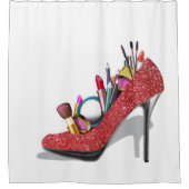 Makeup op hoog niveau Stilettos-Mode Douchegordijn (Voorkant)