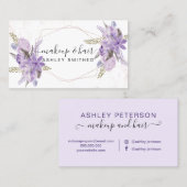 Makeup paarse waterverf roos goud lijst visitekaartje (Voorkant / Achterkant)