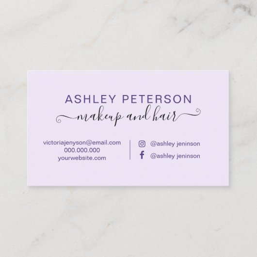 Makeup paarse waterverf roos goud lijst visitekaartje (Achterkant)