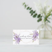 Makeup paarse waterverf roos goud lijst visitekaartje (Staand voorkant)