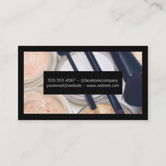 Makeup Palette en Borstels | Zwarte Rand Visitekaartje (Achterkant)