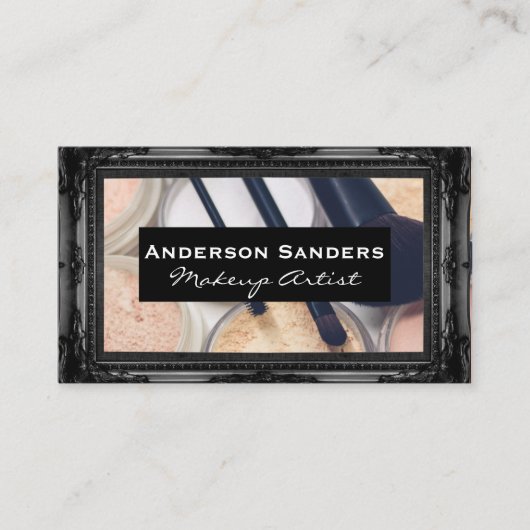 Makeup Palette en Penselen | Antiek zwarte grens Visitekaartje (Voorkant)