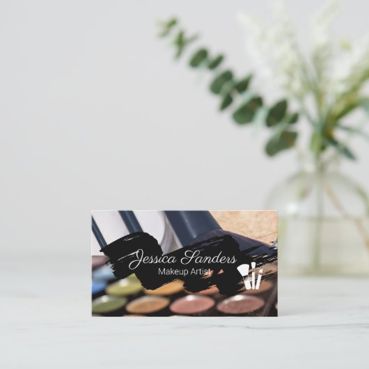 Makeup Palette en Penselen | Modern Visitekaartje (Staand voorkant)