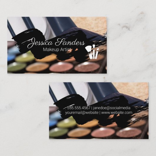 Makeup Palette en Penselen | Modern Visitekaartje (Voorkant / Achterkant)