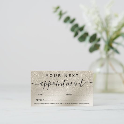 Makeup pareel glitter iory ombre goud metallic afsprakenkaartje (Staand voorkant)