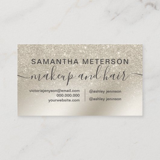 Makeup pareel glitter iory ombre goud metallic afsprakenkaartje (Achterkant)