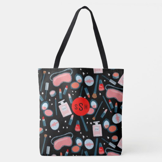 Makeup, parfum, cosmetische Canvas tas MONOGRAM zw (Voorkant)