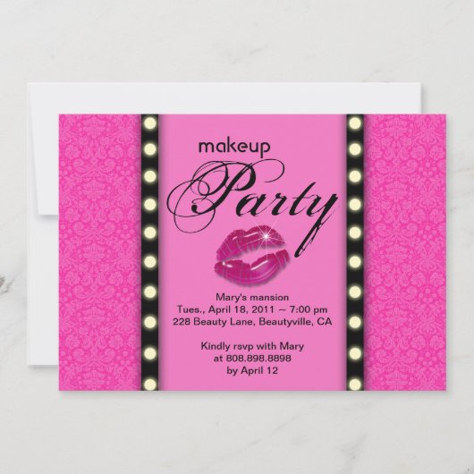 Makeup Party Invitation Advertisation Kaart (Voorkant)