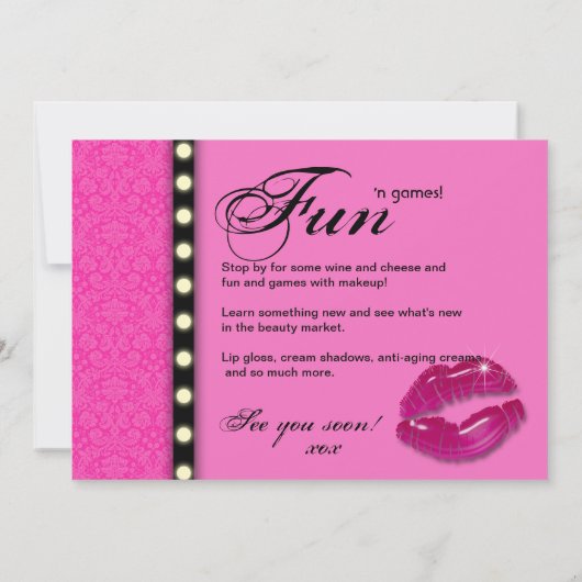 Makeup Party Invitation Advertisation Kaart (Achterkant)