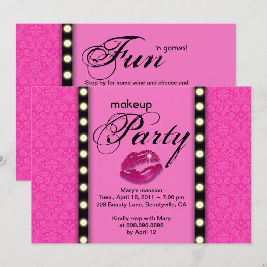 Makeup Party Invitation Advertisation Kaart (Voorkant / Achterkant)