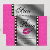 Makeup Party Invitation Advertisement Mirror Kaart (Voorkant / Achterkant)