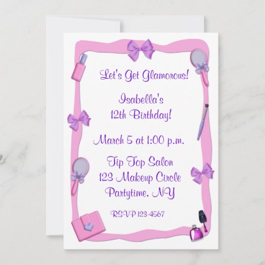 Makeup Party Invitation Kaart (Voorkant)