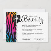 Makeup Party Invitation Zebra Rainbow Jewels Kaart (Achterkant)